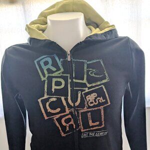 🌀 Rip Curl Boys Full Zip Fleece Hoodie – Surf Graphic, Size 16